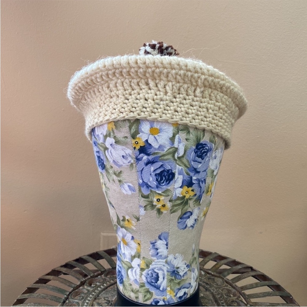 VTG Handmade Handknit Knitted Crochet Beret Pom - Picture 2 of 8